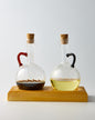 Oil & Vinegar bottles with wooden base